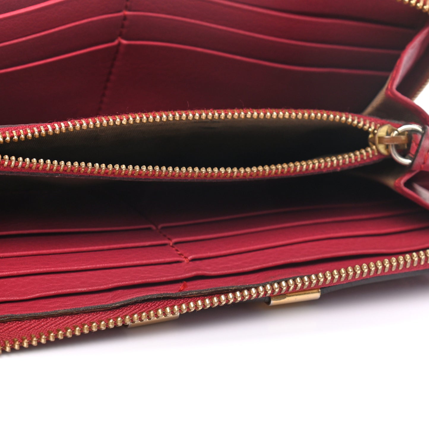 Grained Calfskin Marcie Long Zip Around Wallet Red
