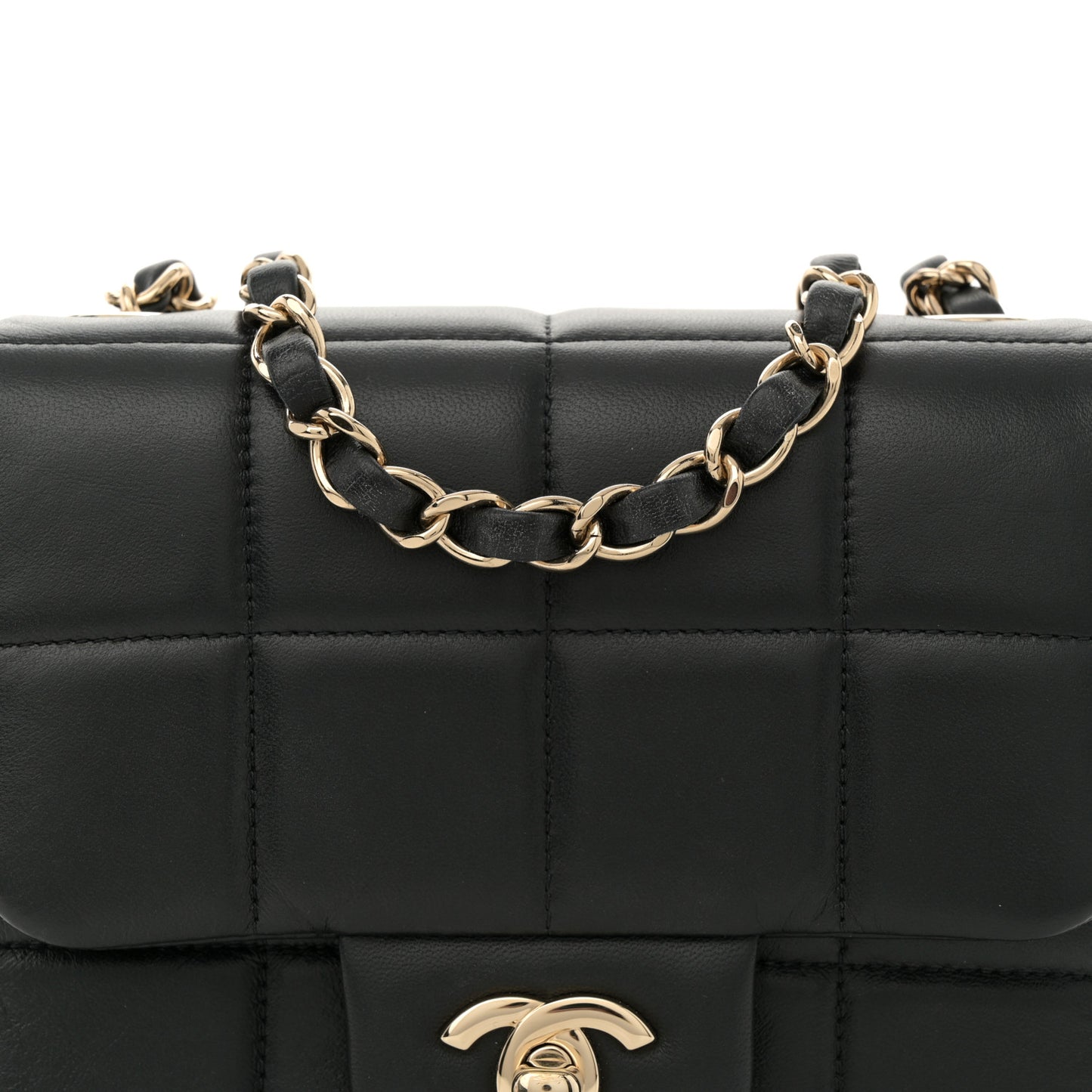 Lambskin Resin Crystal Square Quilted Mini Monacoco Flap Black