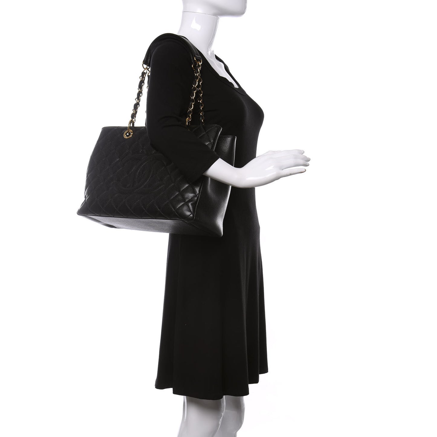 Caviar Quilted Grand Shopping Tote GST Black