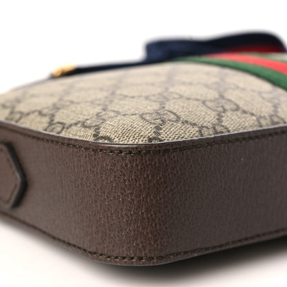 Gucci GG Supreme Monogram Textured Dollar Calfskin Web Ophidia Wristlet Shoulder Bag Beige Ebony New Acero 8 of 9