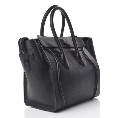 Celine Drummed Calfskin Mini Luggage Black 3 of 11