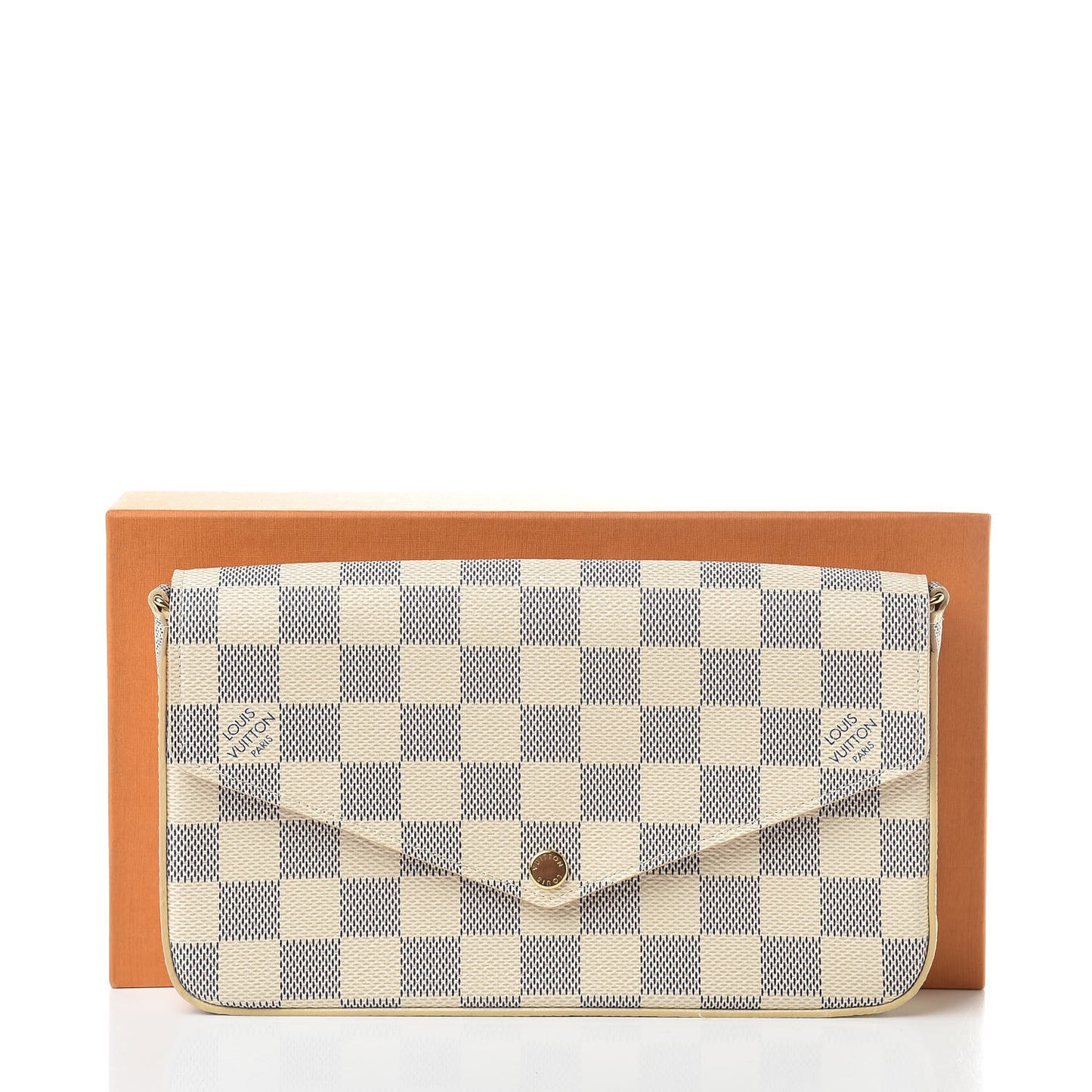 Damier Azur Pochette Felicie Chain Wallet Rose Ballerine
