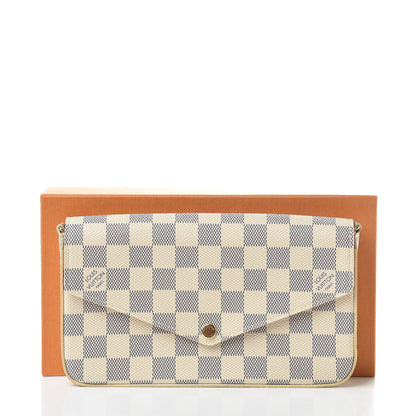 Louis Vuitton Damier Azur Pochette Felicie Chain Wallet Rose Ballerine 8 of 8