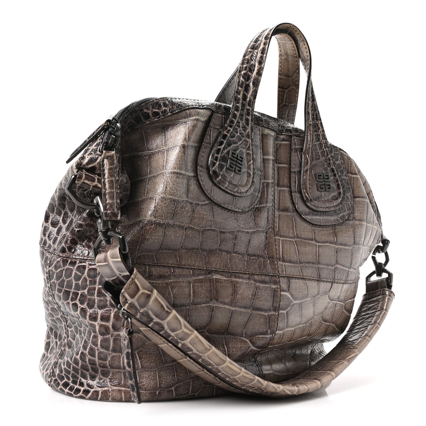 Calfskin Crocodile Embossed Medium Nightingale Brown