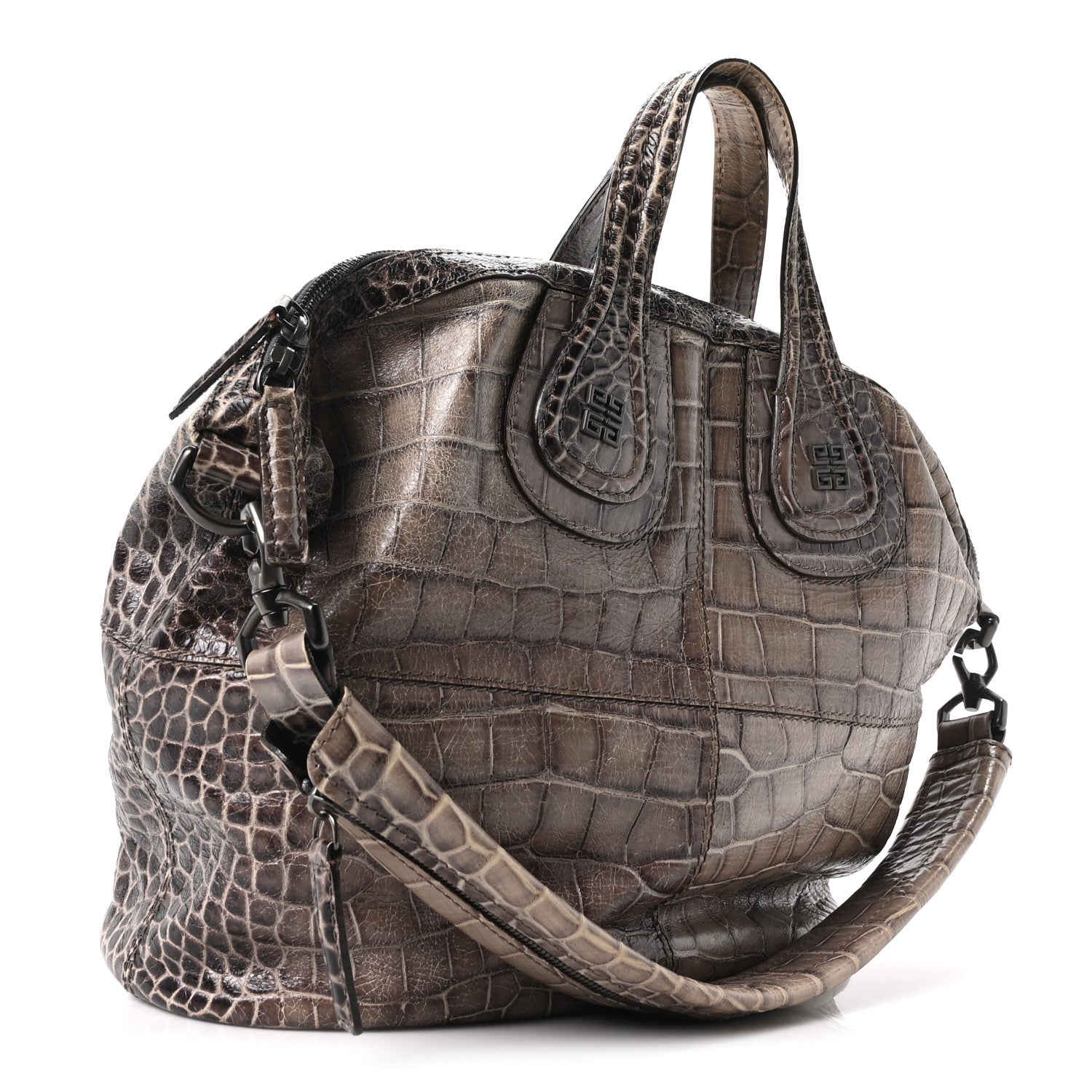 Givenchy Calfskin Crocodile Embossed Medium Nightingale Brown 3 of 10