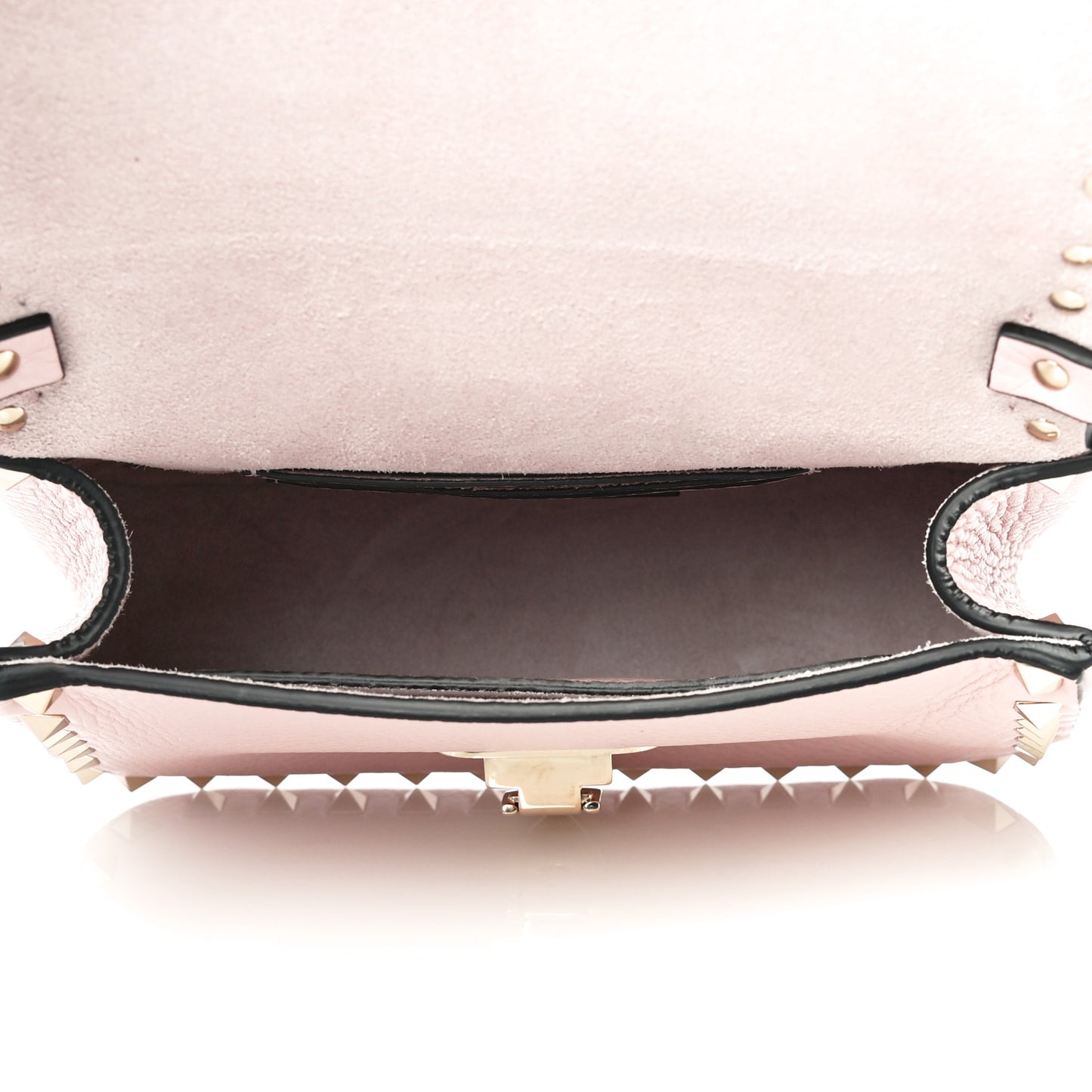 Grainy Calfskin Small Rockstud Top Handle Bag Rose Quartz