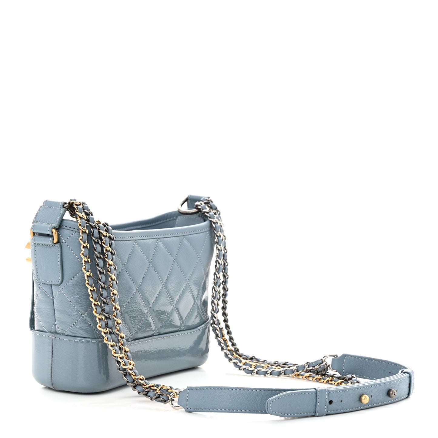 Aged Calfskin Quilted Small Gabrielle Hobo Light Blue