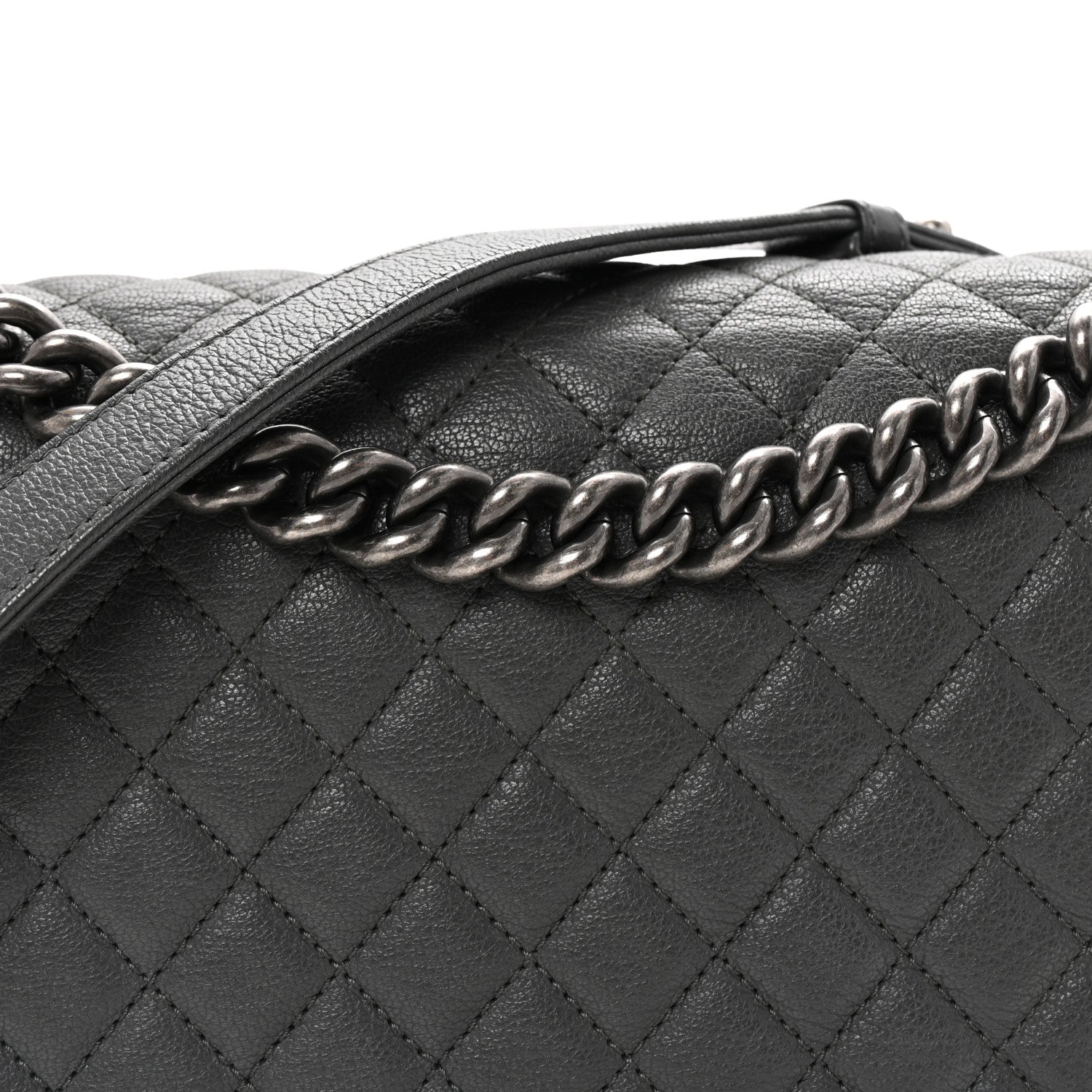 Chanel Goatskin Patent Quilted New Medium Boy Flap Grey 8 of 10