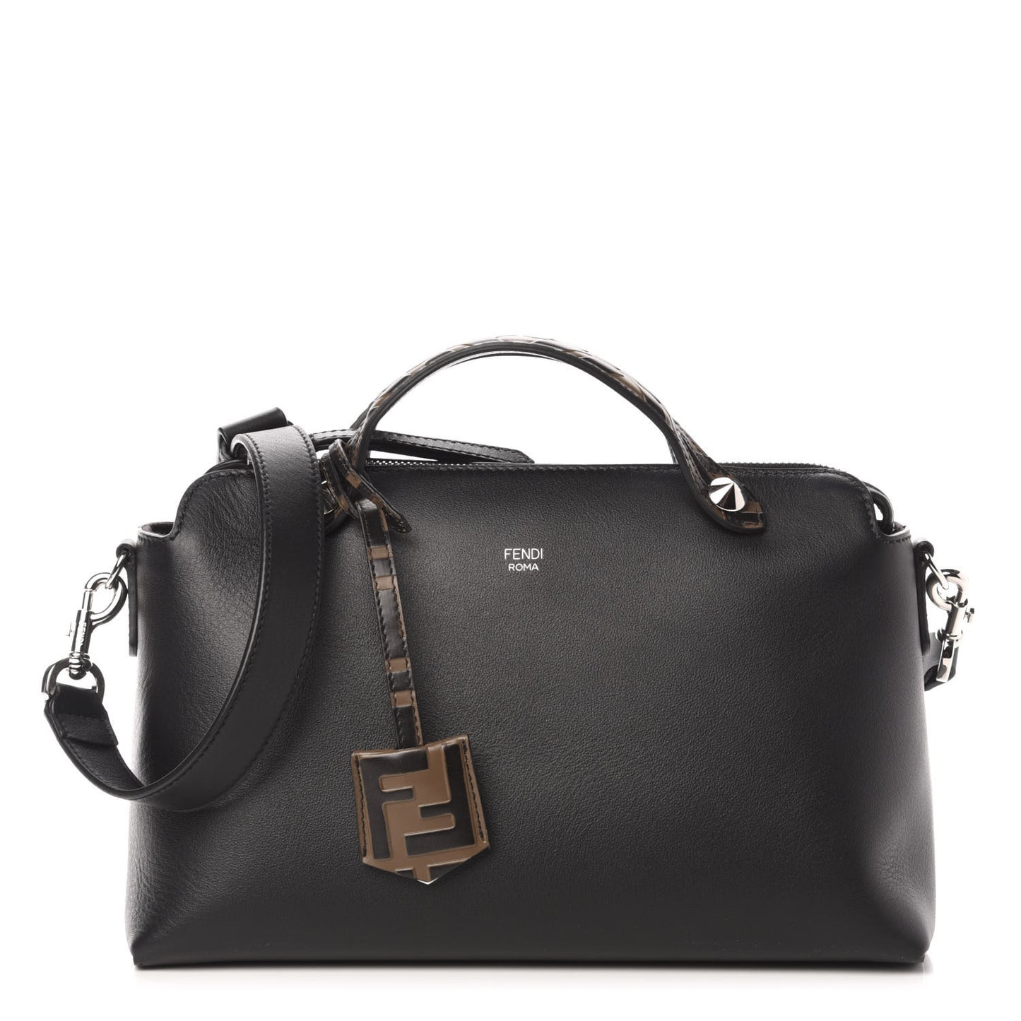 Vitello Dolce Bi-Color FF 1974 Embossed Medium By The Way Boston Bag Black Maya