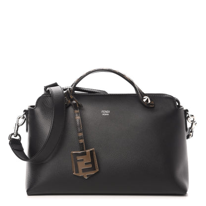 Fendi Vitello Dolce Bi-Color FF 1974 Embossed Medium By The Way Boston Bag Black Maya 1 of 10