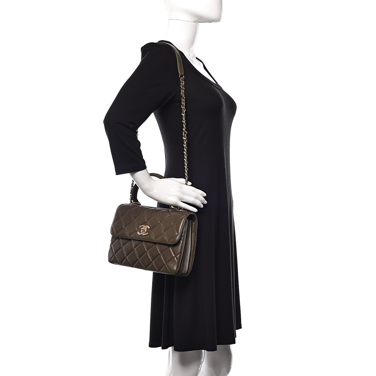 Chanel Lambskin Quilted Small Trendy CC Dual Handle Flap Bag Khaki 2 of 14