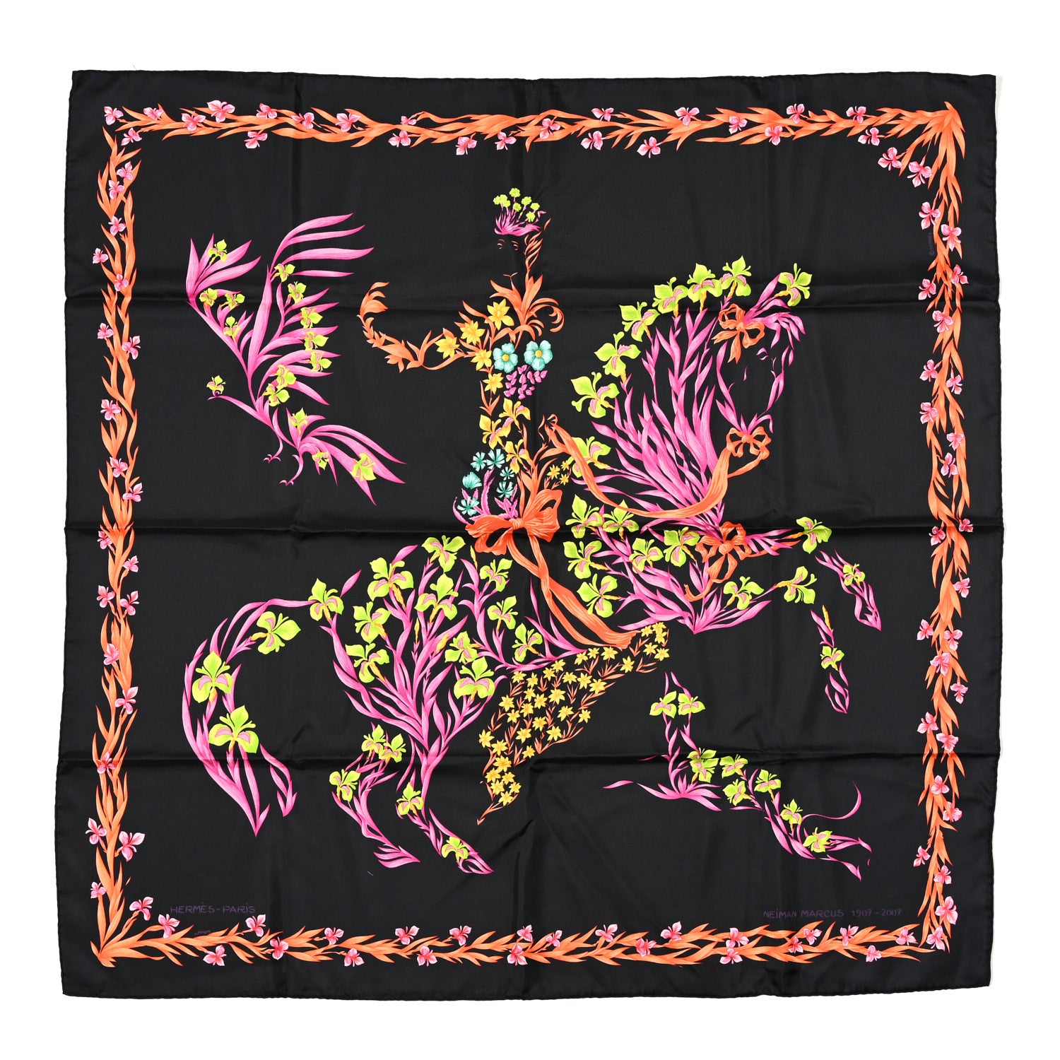 Hermes Silk Cheval Fleuri Scarf 90 1 of 5