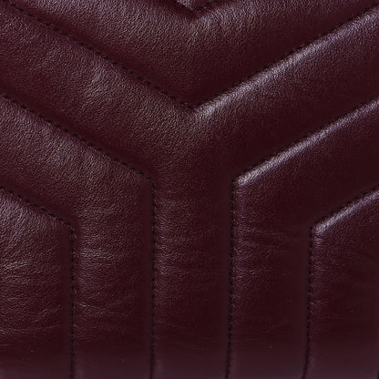 Saint Laurent Calfskin Y Quilted Monogram Small Loulou Chain Satchel Dark Legion Red 12 of 16