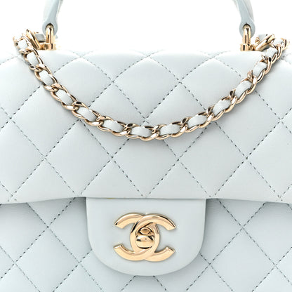 Chanel Lambskin Quilted Mini Top Handle Rectangular Flap Light Blue 8 of 10