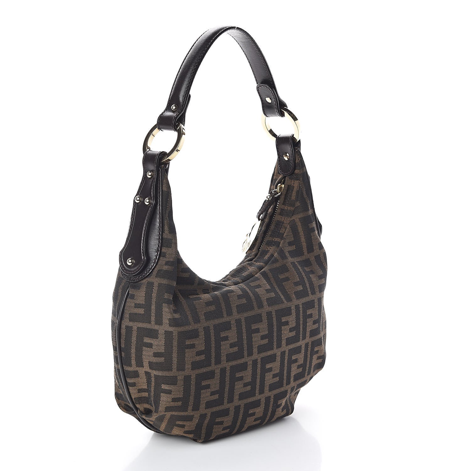 Fendi Zucca Cuoio Lucido Small Chef Hobo Tobacco Moro 3 of 9