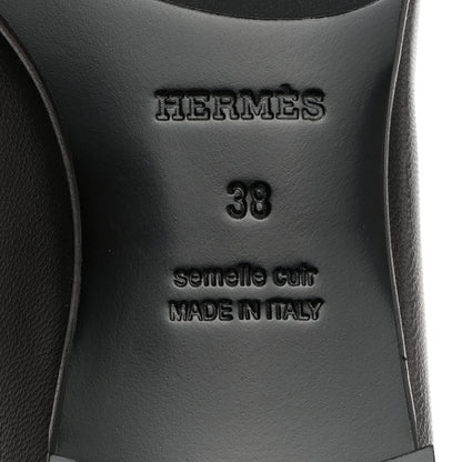 Hermes Goatskin Womens Paris Loafers 38 Black 8 of 9