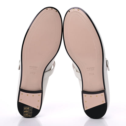 Gucci Malaga Kid Womens Horsebit Buckle Strap Loafers 35.5 Dusty White 5 of 8