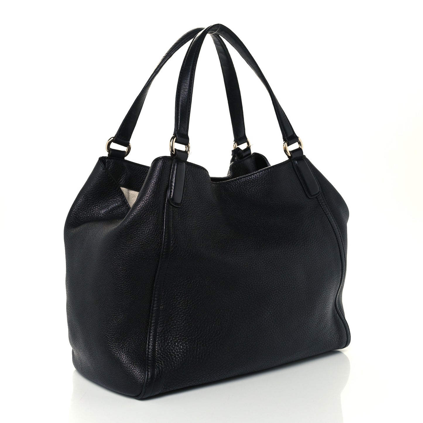Pebbled Calfskin Medium Soho Shoulder Bag Black