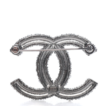 Chanel Crystal Pearl Caviar CC Brooch Silver 2 of 3