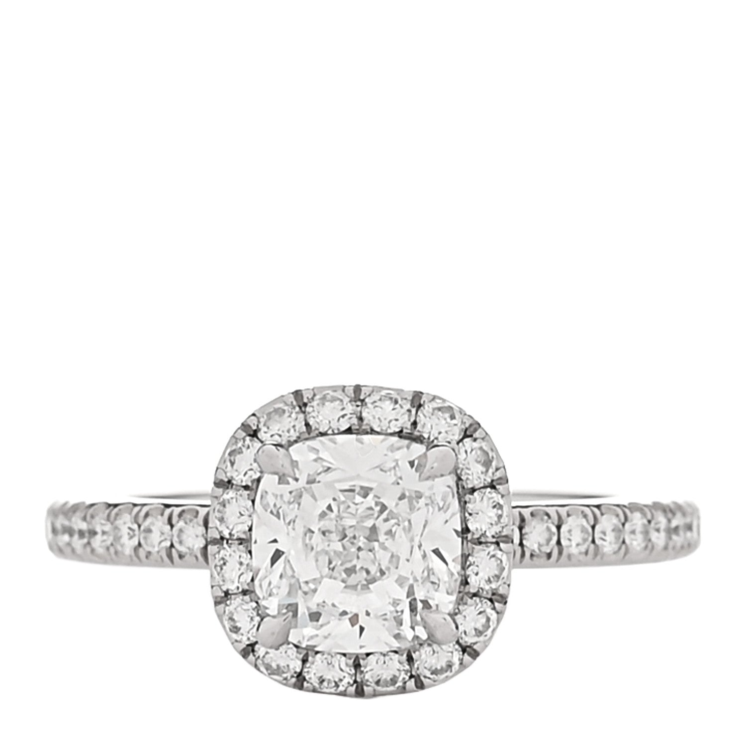 Harry Winston Platinum Diamond 1.10ct The One Cushion Shaped Micropave Engagement Ring 47 4 1 of 5