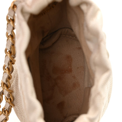 Chanel Caviar Quilted Twist Your Buttons Mini Bucket Bag White 5 of 10