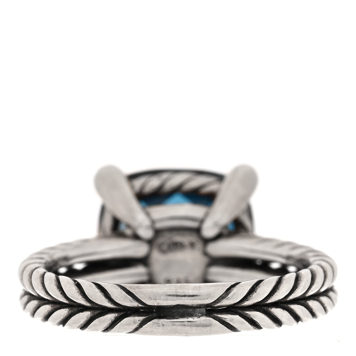 Sterling Silver Diamond Hampton Blue Topaz 11mm Chatelaine Ring 54 7