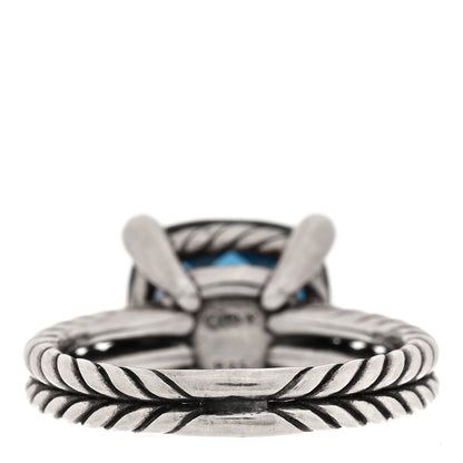 David Yurman Sterling Silver Diamond Hampton Blue Topaz 11mm Chatelaine Ring 54 7 3 of 4