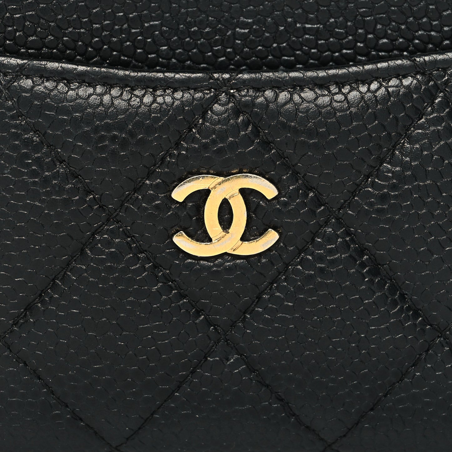 Caviar Quilted Card Holder Black