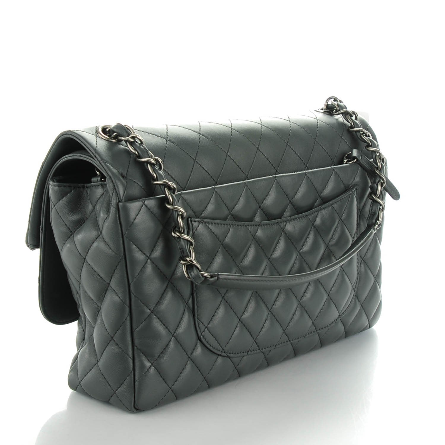 Chanel Lambskin Quilted Jumbo Multi Flap Bag Dark Grey 3 of 7