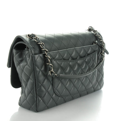Chanel Lambskin Quilted Jumbo Multi Flap Bag Dark Grey 3 of 7