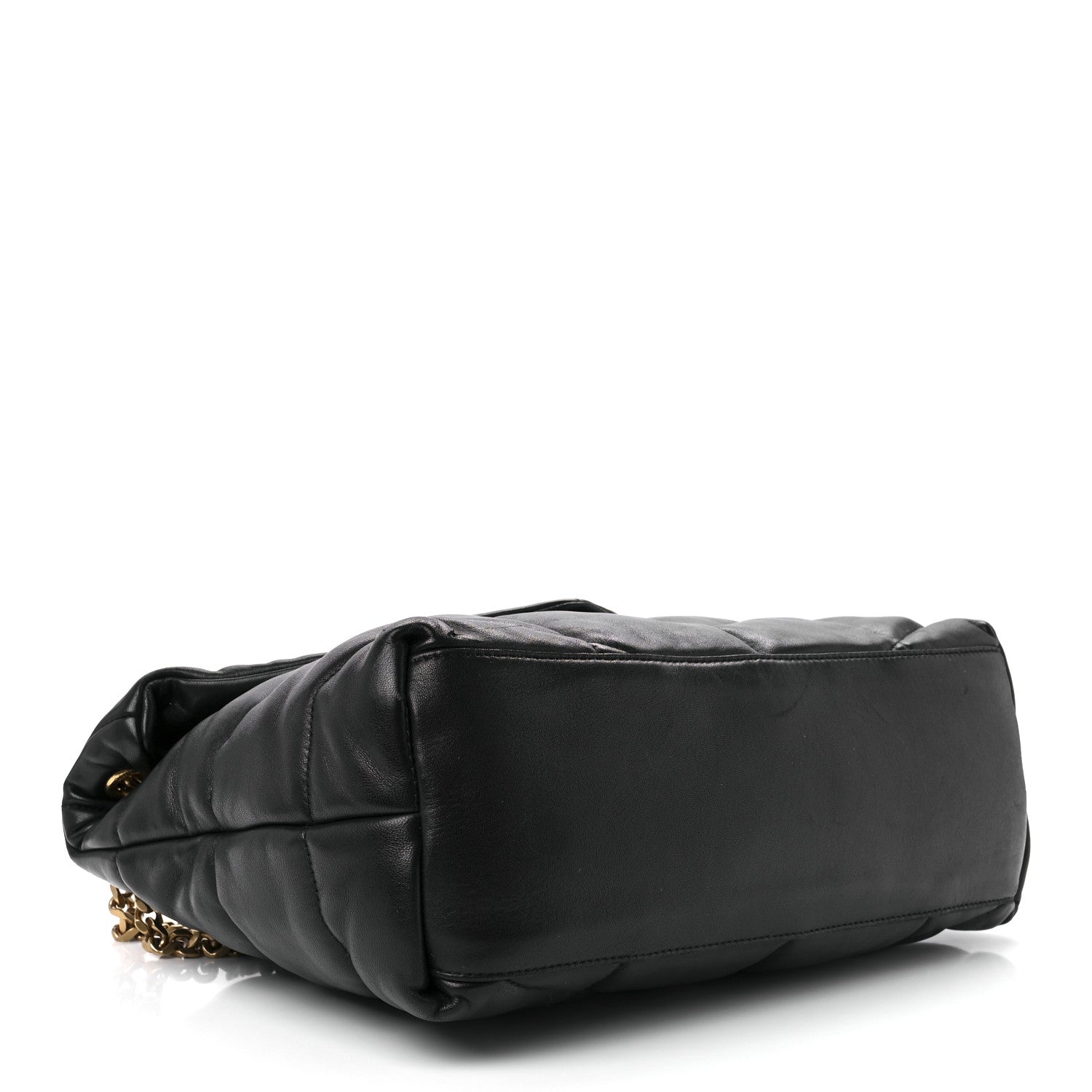 Saint Laurent Lambskin Quilted Medium Loulou Puffer Monogram Chain Satchel Black 4 of 12