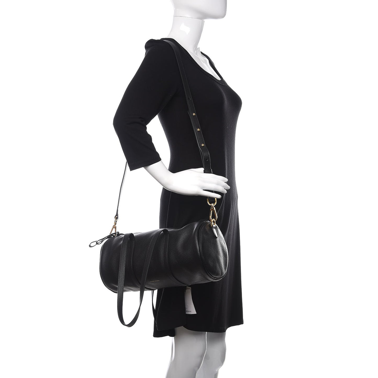 Pebbled Calfskin Mini Duffel Bag Black