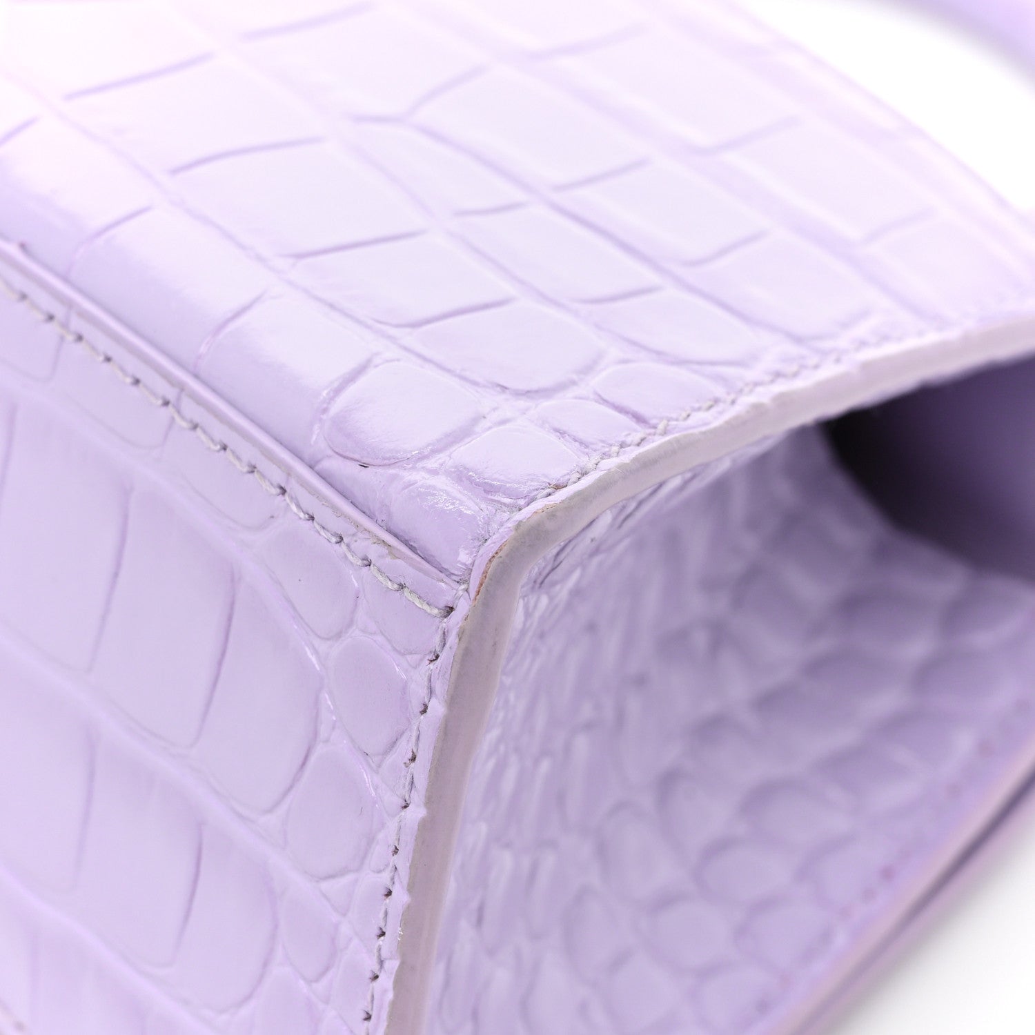 Balenciaga Shiny Calfskin Crocodile Embossed Hourglass Top Handle Bag XS Lilac 15 of 19