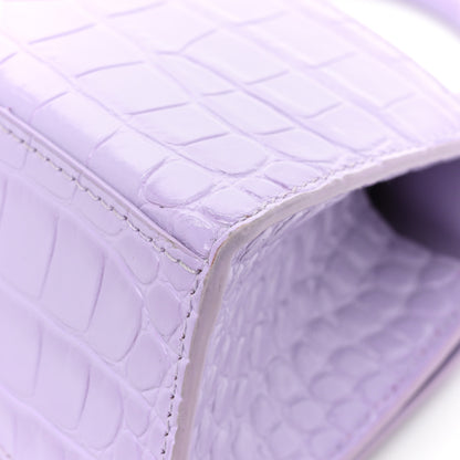 Balenciaga Shiny Calfskin Crocodile Embossed Hourglass Top Handle Bag XS Lilac 15 of 19