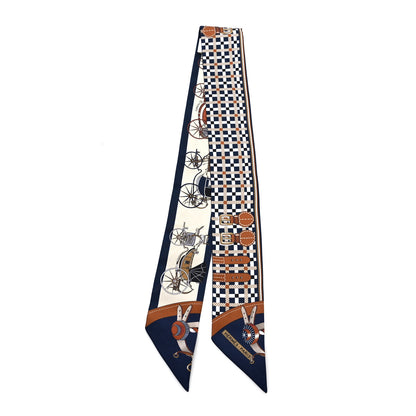 Hermes Silk Les Voitures Nouvelle Twilly Marine Caramel Black 2 of 4