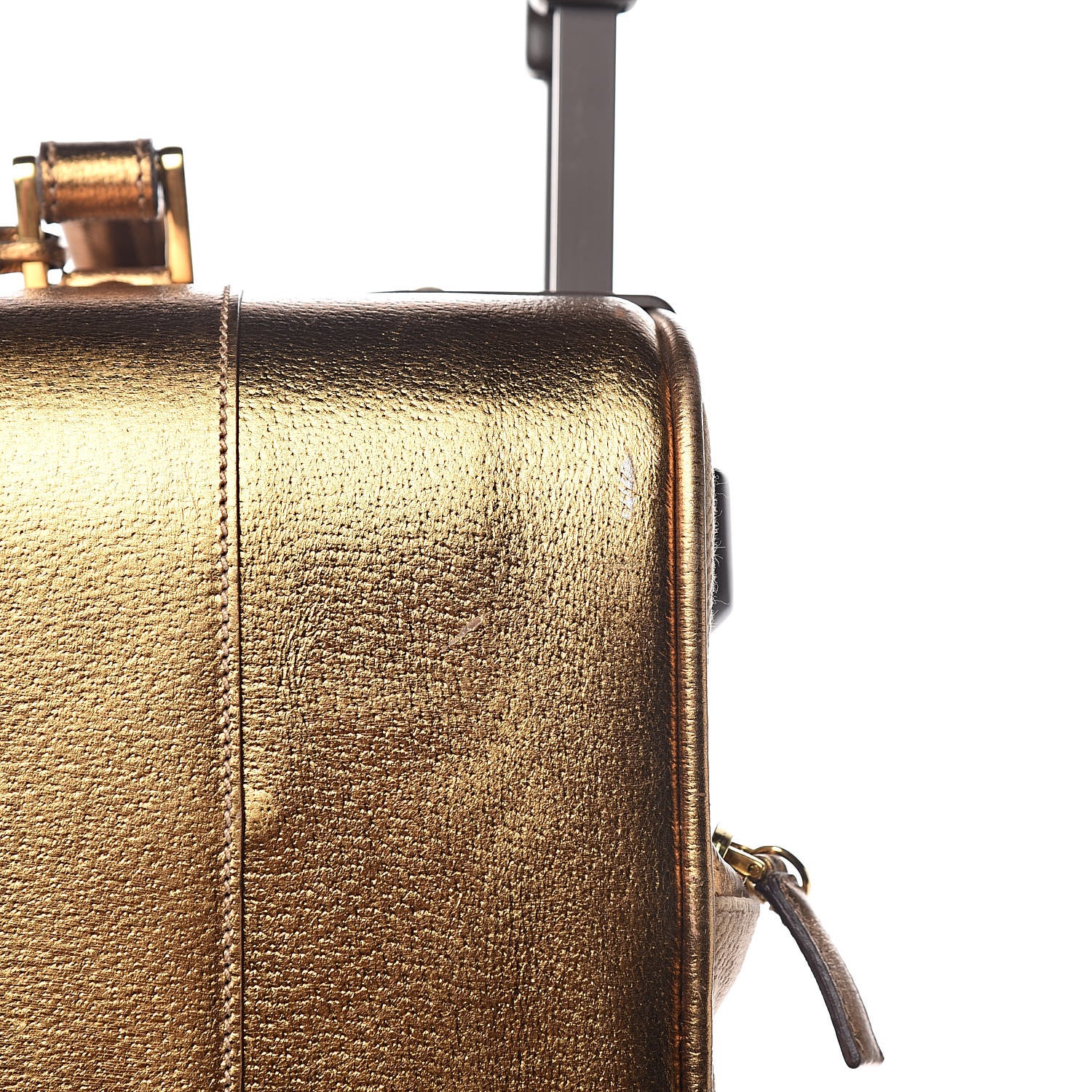 Prada Metallic Cinghiale Canvas Trolley Luggage Naturale Oro 13 of 17