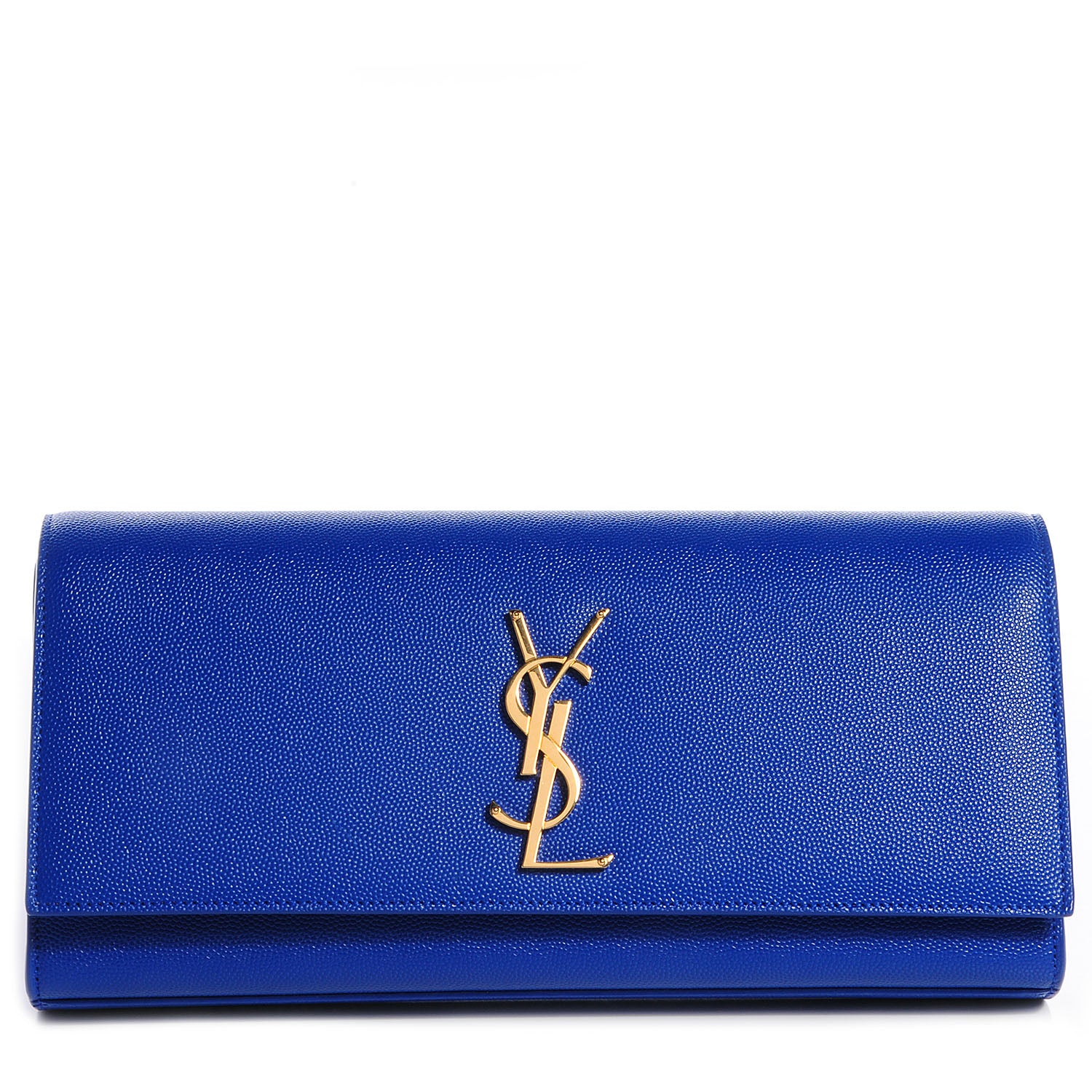 Saint Laurent Textured Calfskin Classic Monogram Clutch Royal Blue 1 of 8