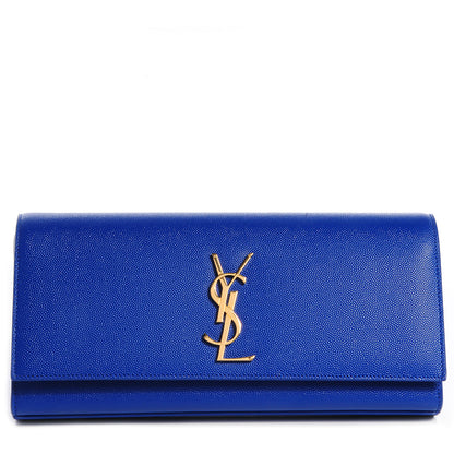 Saint Laurent Textured Calfskin Classic Monogram Clutch Royal Blue 1 of 8
