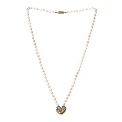 Tiffany 18K Yellow Gold Pearl Cupid's Arrow Heart Necklace 3 of 6