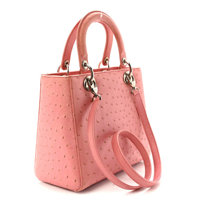 Christian Dior Ostrich Medium Lady Dior Pink 3 of 10