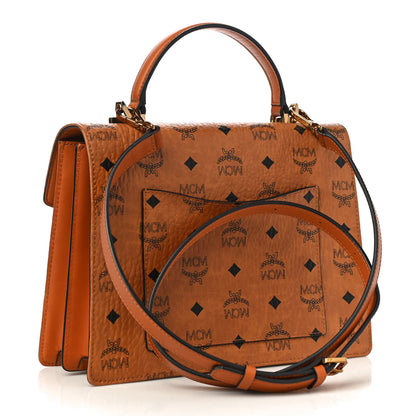 MCM Visetos Medium Patricia Pocket Satchel Cognac 3 of 9