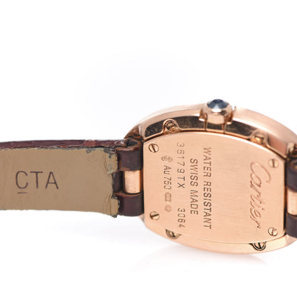 Cartier 18K Pink Gold Alligator 24mm Baignoire Quartz Watch Brown 10 of 12