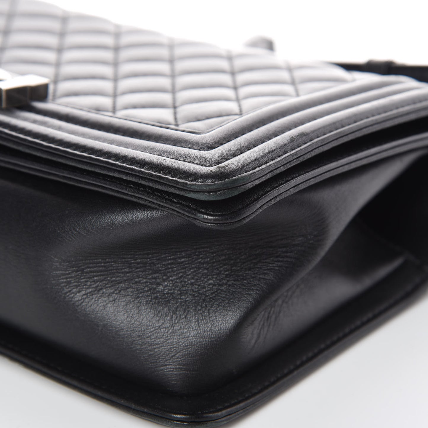 Metallic Calfskin Quilted Medium Boy Flap Black