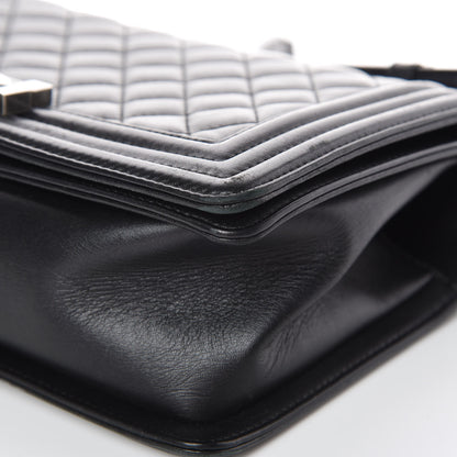 Chanel Metallic Calfskin Quilted Medium Boy Flap Black 12 of 15