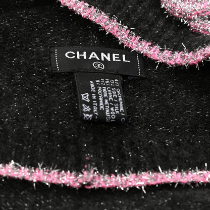 Chanel Cashmere Blend CC Beanie Hat Grey Pink 4 of 4
