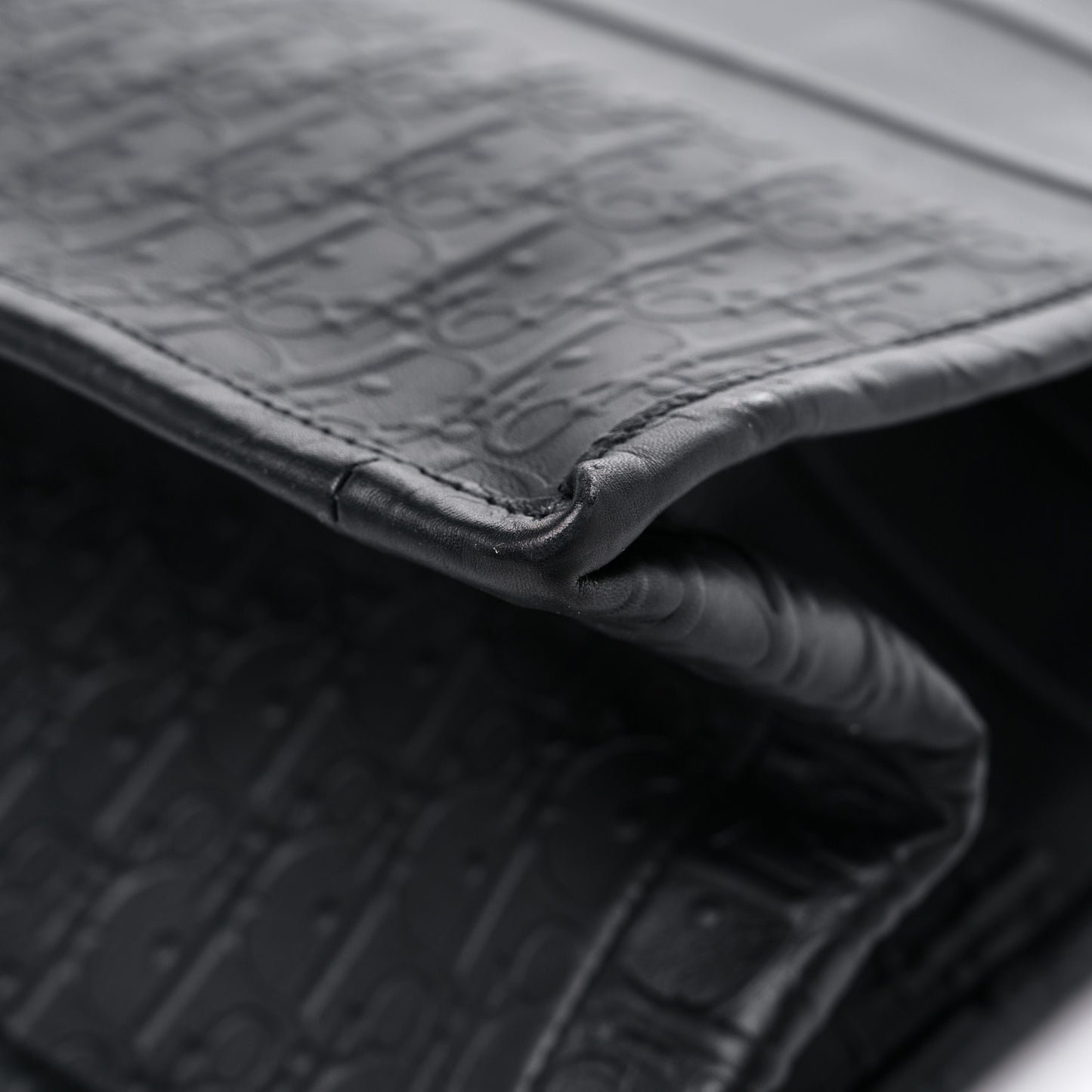 Oblique Calfskin Embossed Large Book Tote Black