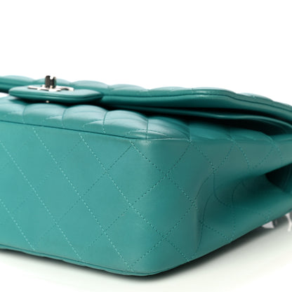 Chanel Lambskin Quilted Jumbo Double Flap Turquoise 10 of 15