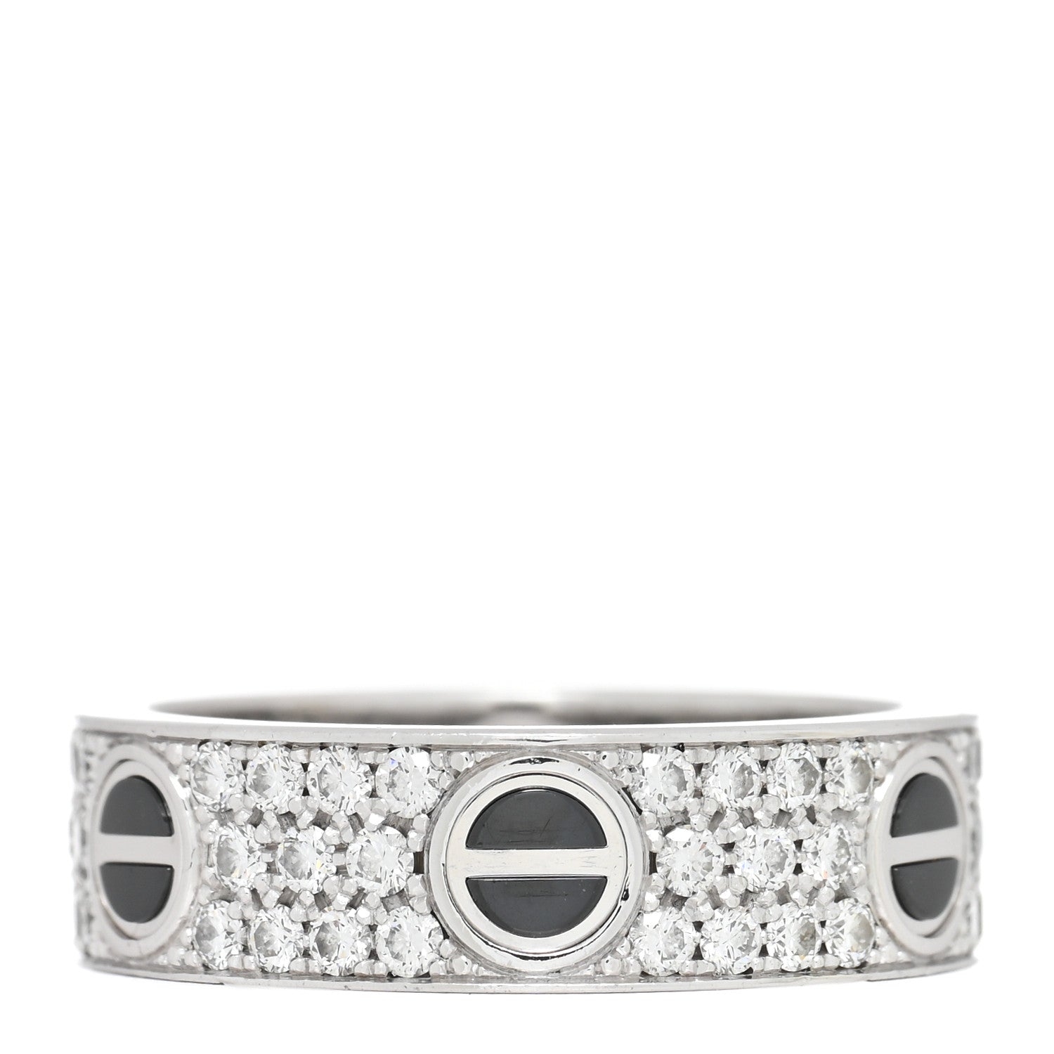Cartier 18K White Gold Diamond Ceramic LOVE Paved Ring 57 8 1 of 4