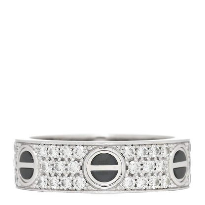 Cartier 18K White Gold Diamond Ceramic LOVE Paved Ring 57 8 1 of 4