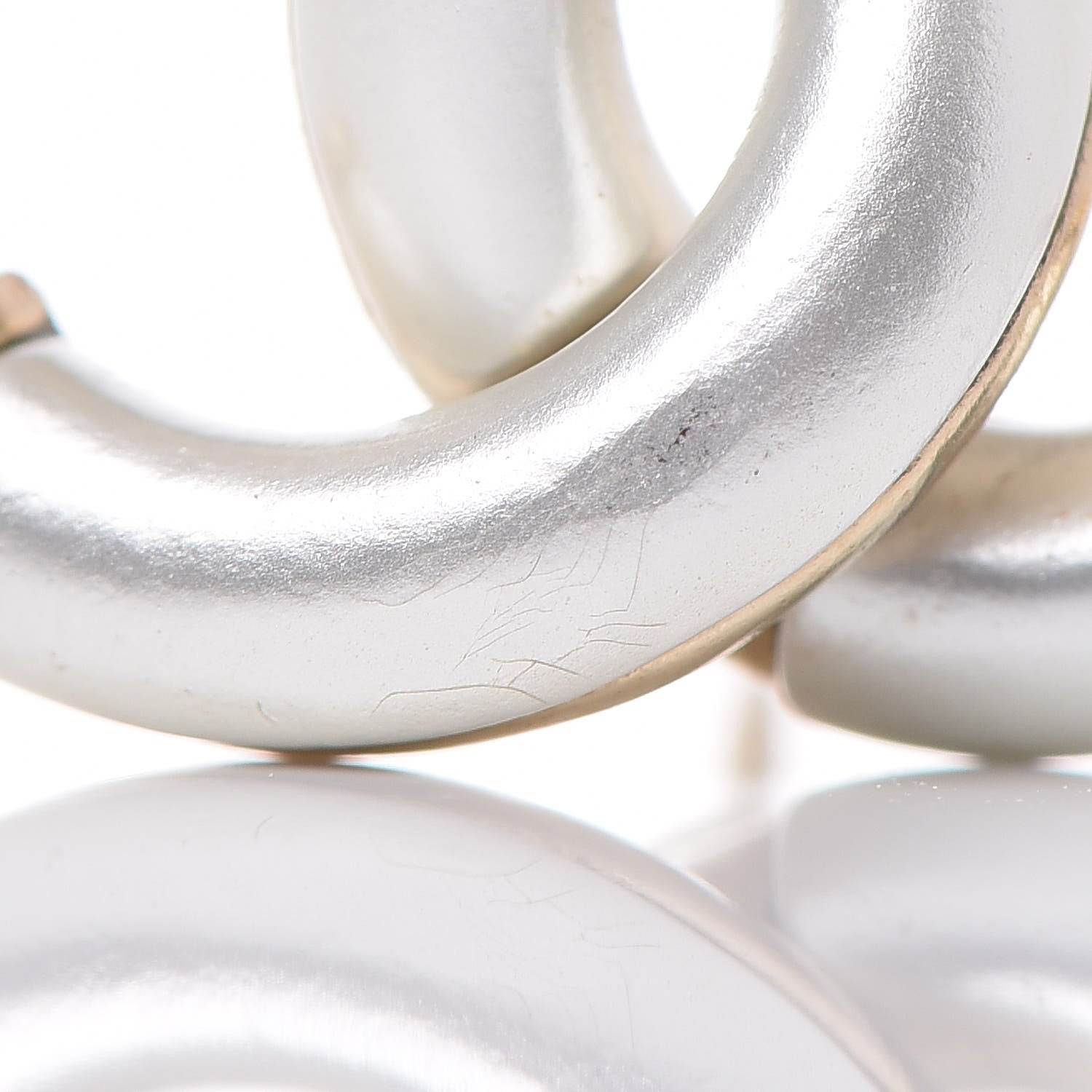Chanel Metal CC Earrings Silver Gold 4 of 5